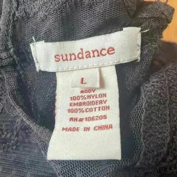 Sundance Dark Brown Sheer Lace Mock Neck Top in a Size Large. - Picture 12 of 12